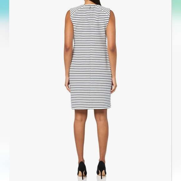 TOMMY HILFIGER Sleeveless Striped Nautical Sheath Dress Navy And White Size 8 - Picture 2 of 9